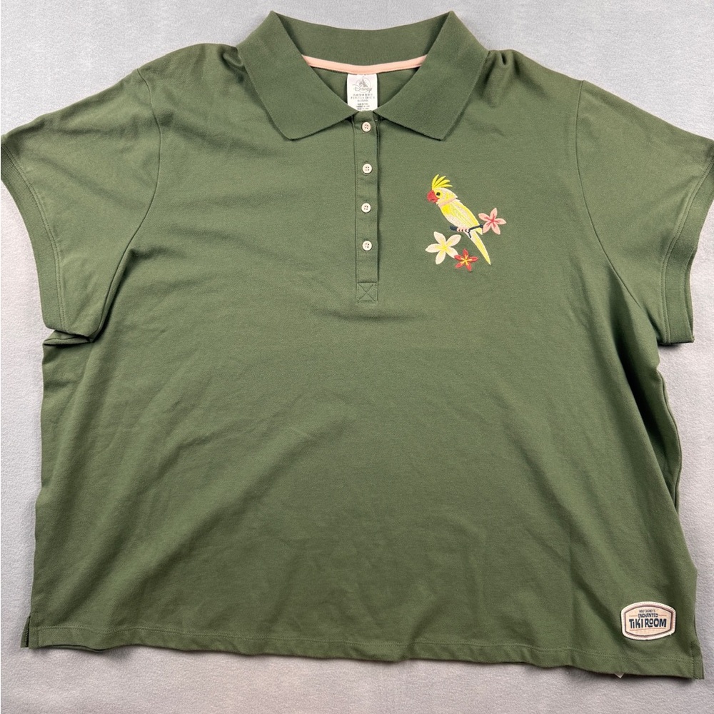 Disney Enchanted Tiki Room Bird Rosita Green Polo Shirt Womens 3X Tropical